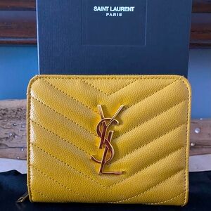 YSL Cassandre Matelasse Zippy Compact Wallet